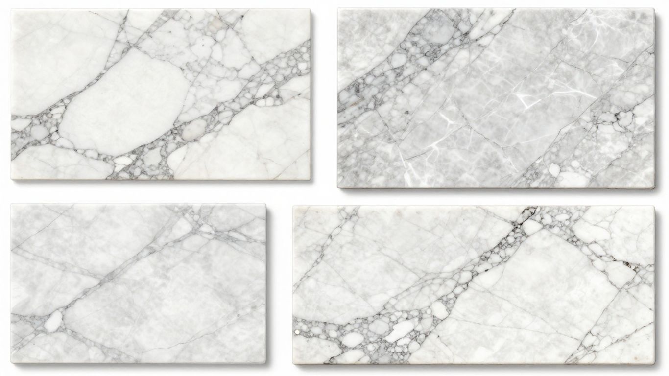 Sketch of polished marble slabs with detailed veining.