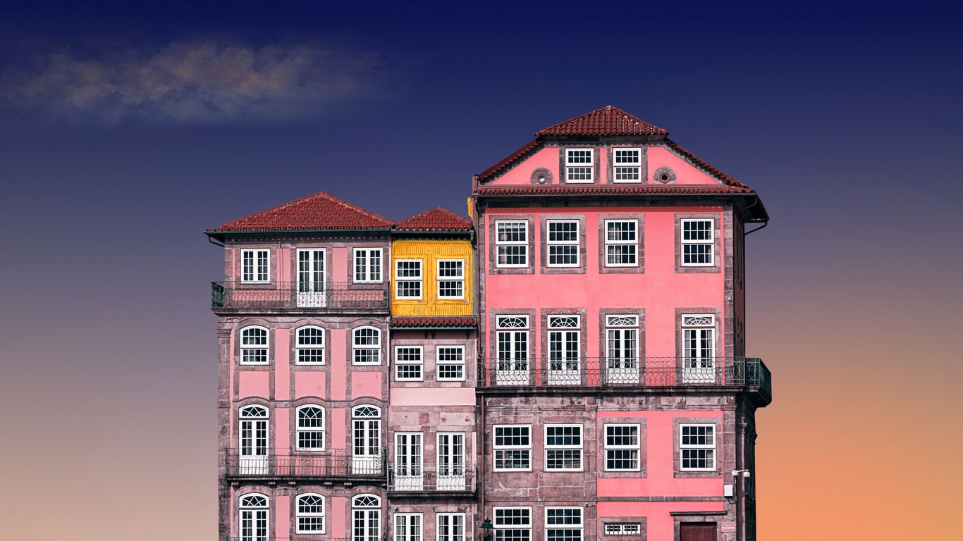 a large building in the background