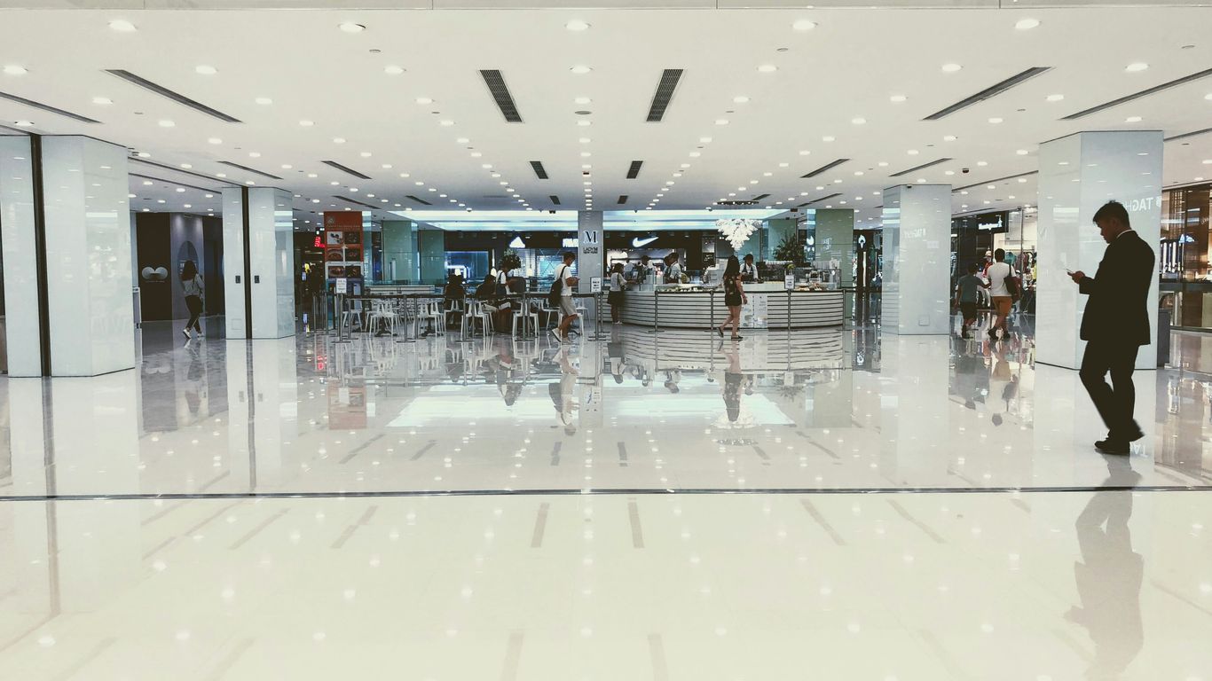 man walking in mall