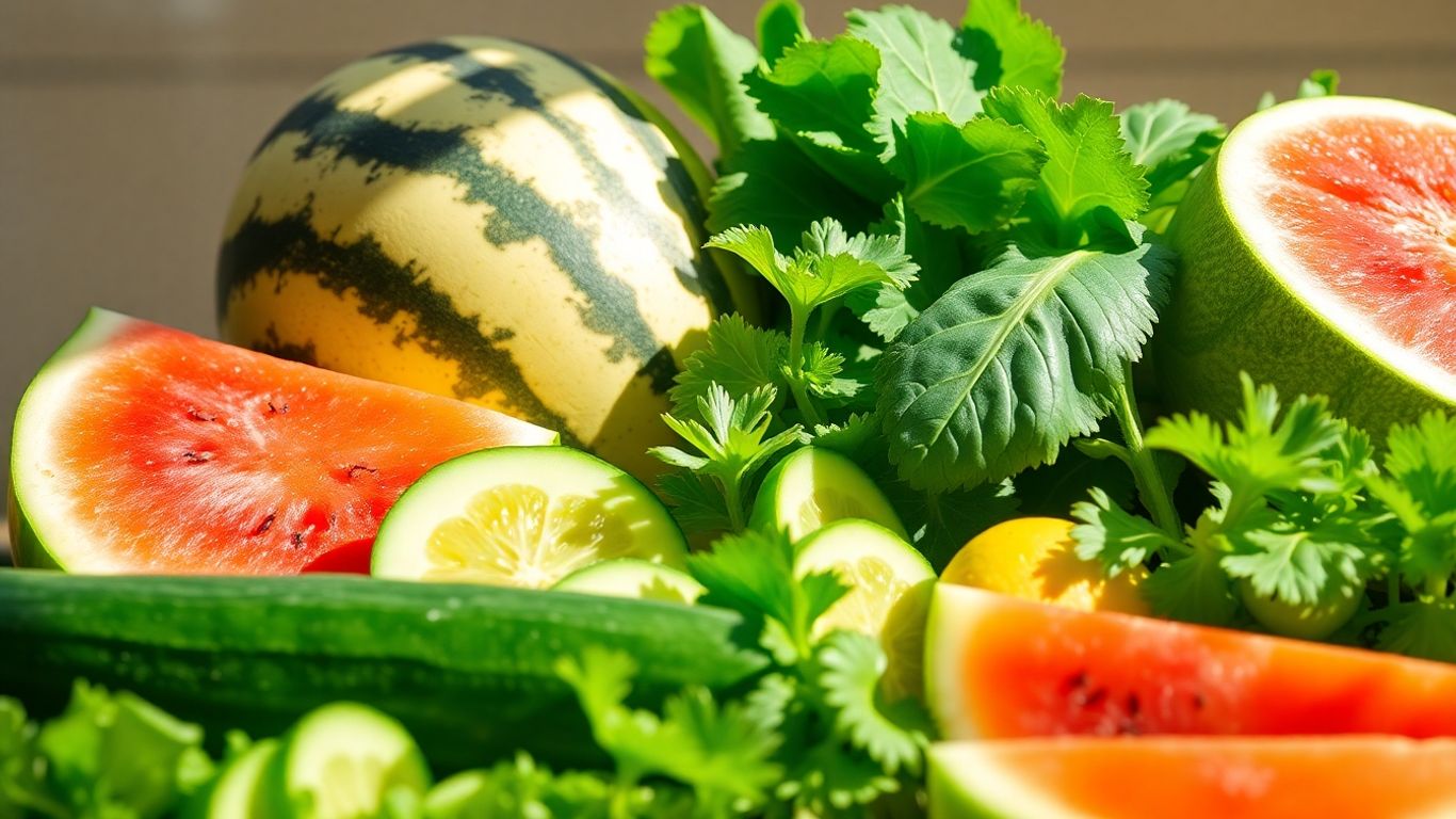 Fresh fruits and vegetables for natural relief from water retention.