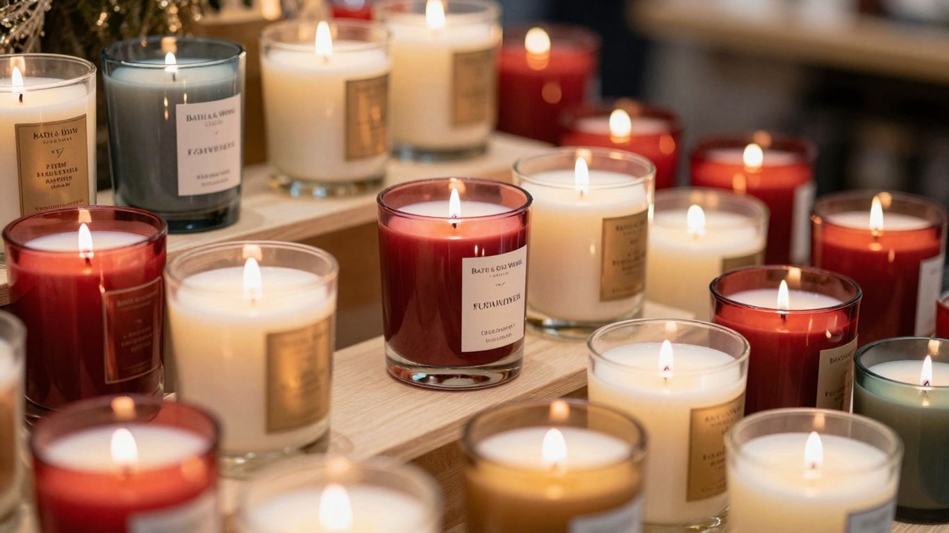 Bath & Body Works candles arranged for Candle Day 2025.