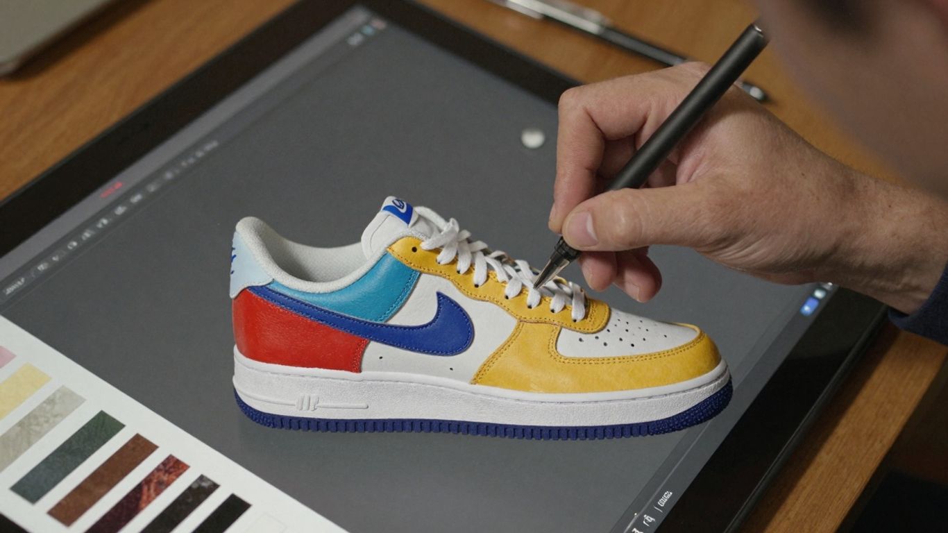 Designing custom Nike sneakers with colorful options.