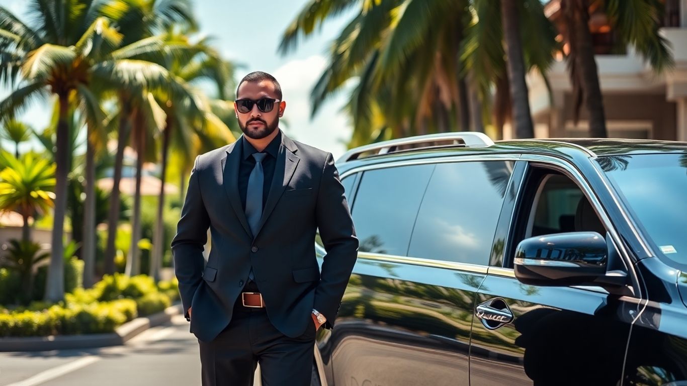 Celebrity bodyguard ensuring VIP safety in Bali.