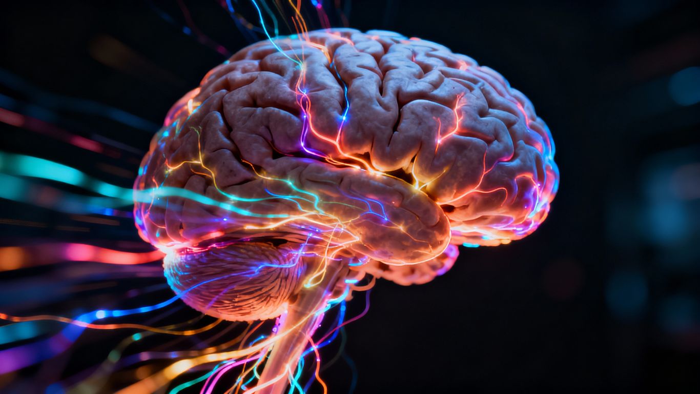 Brain with glowing neural pathways