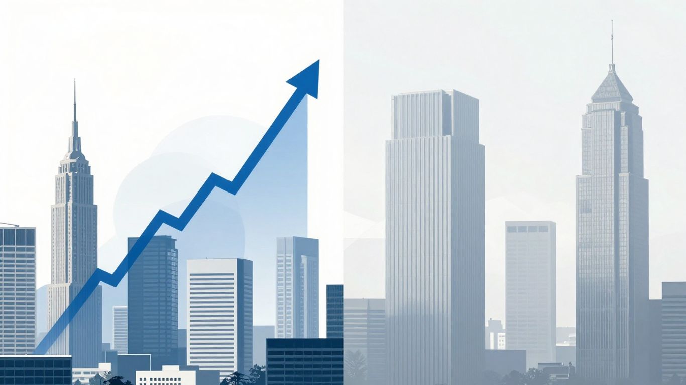 German financial landscape with contrasting active and passive management visuals.