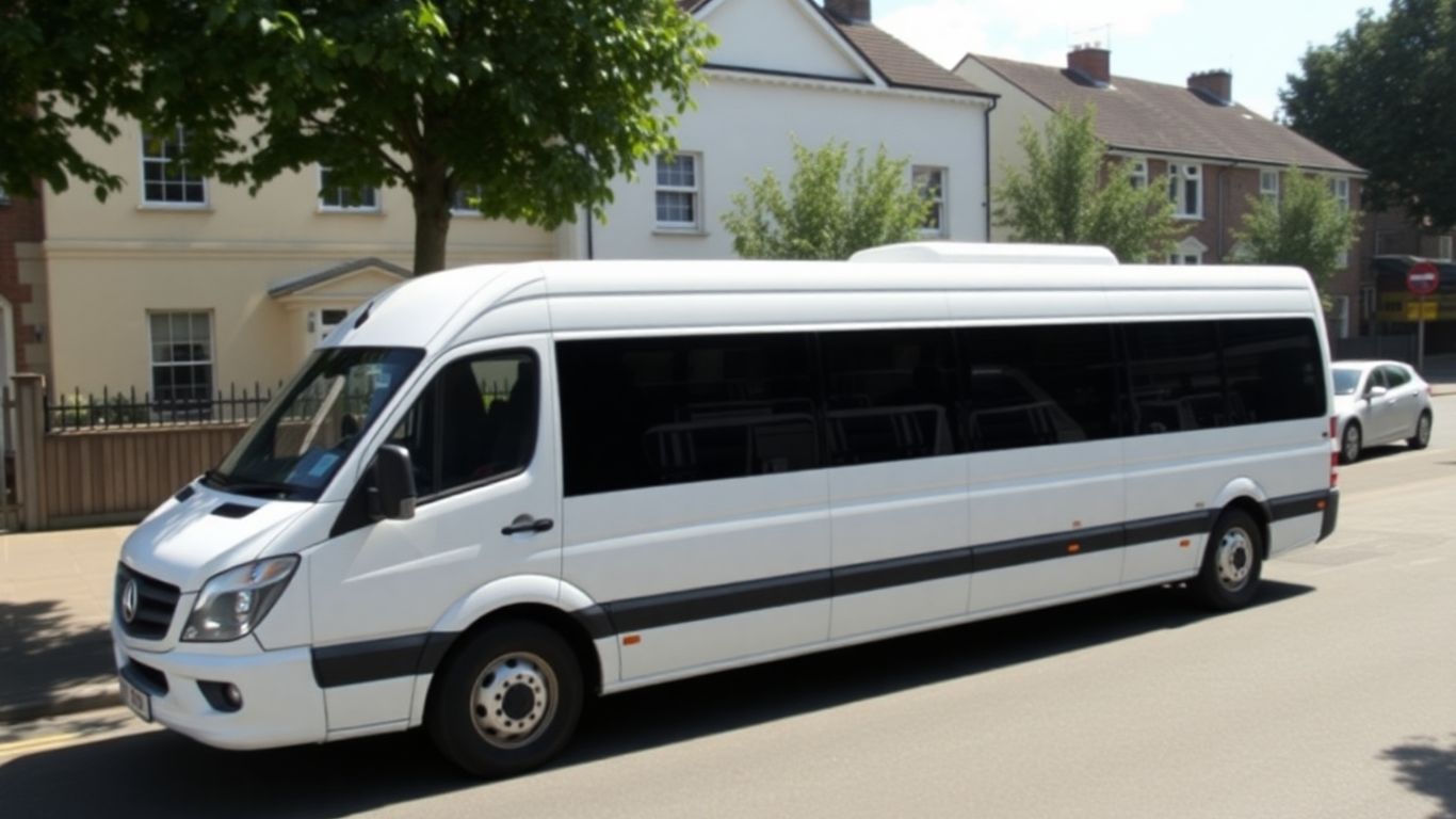 White minibus parked on a Slough street