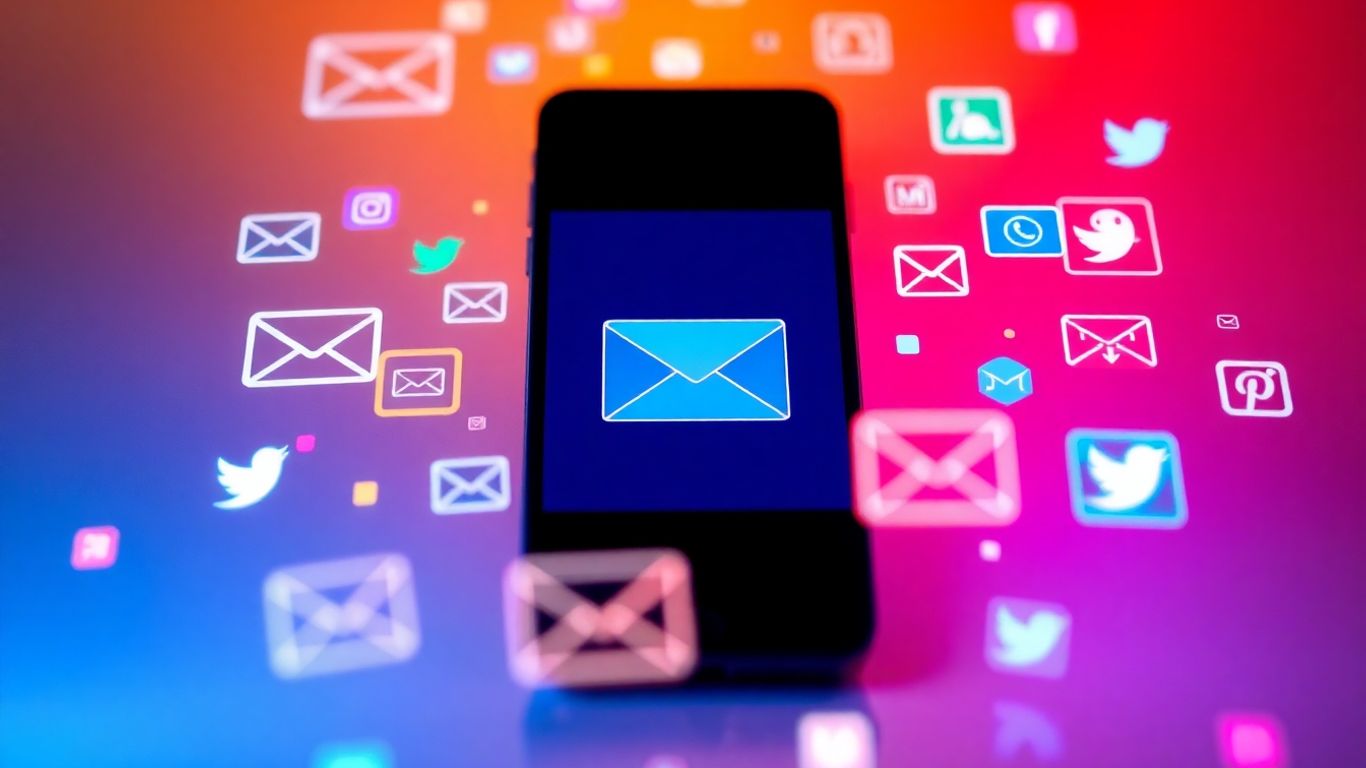 Email, SMS, push, and social media icons supporting an email.
