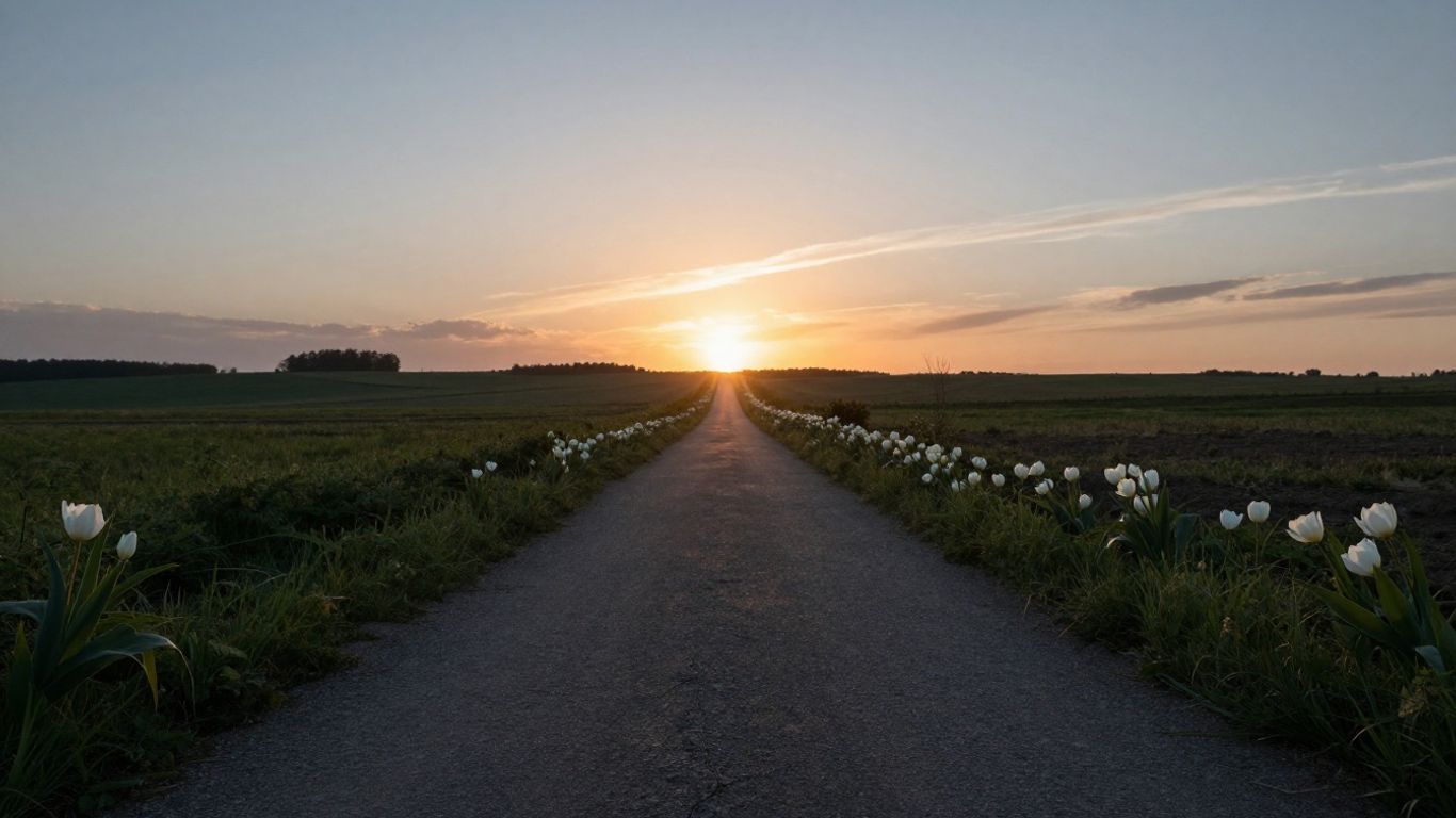 SEO timeline with a path leading to a bright horizon.