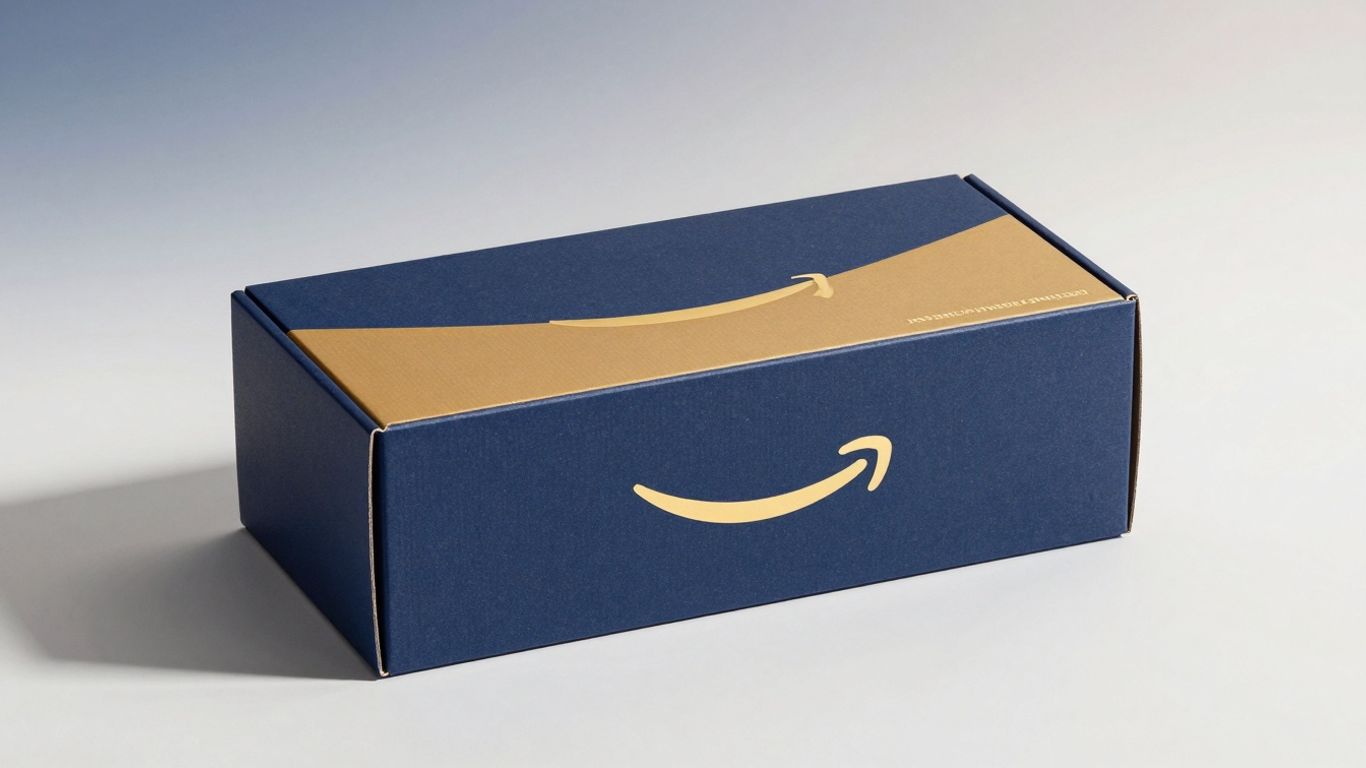 Branded product box with Amazon smile logo.
