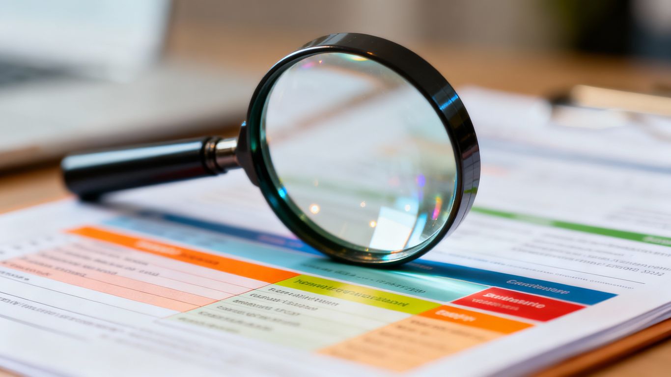 Magnifying glass over quality content document