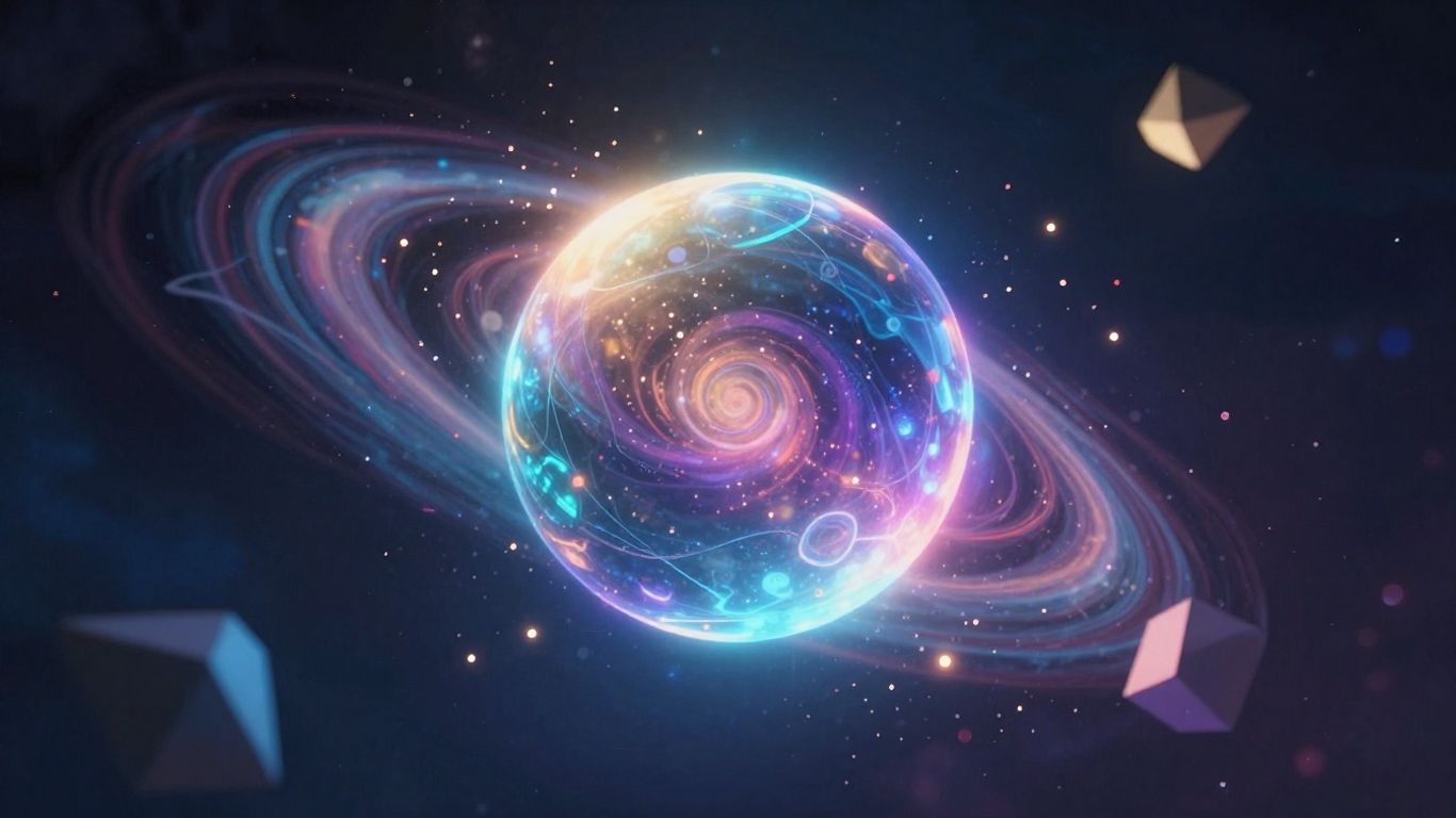 AI generating creative visuals with glowing orb.