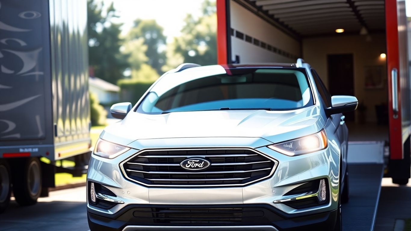 Ford vehicle delivered to a home driveway.