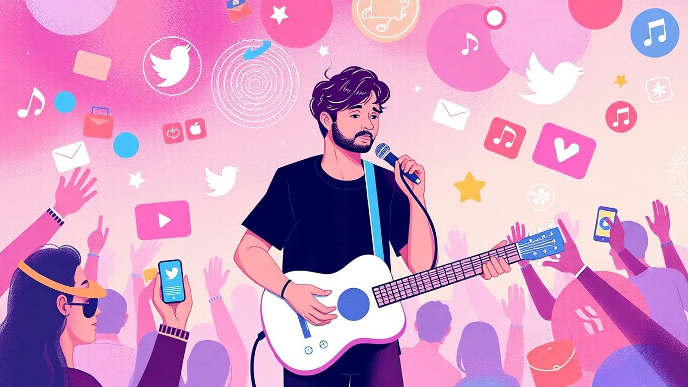 Musician connecting with fans digitally.