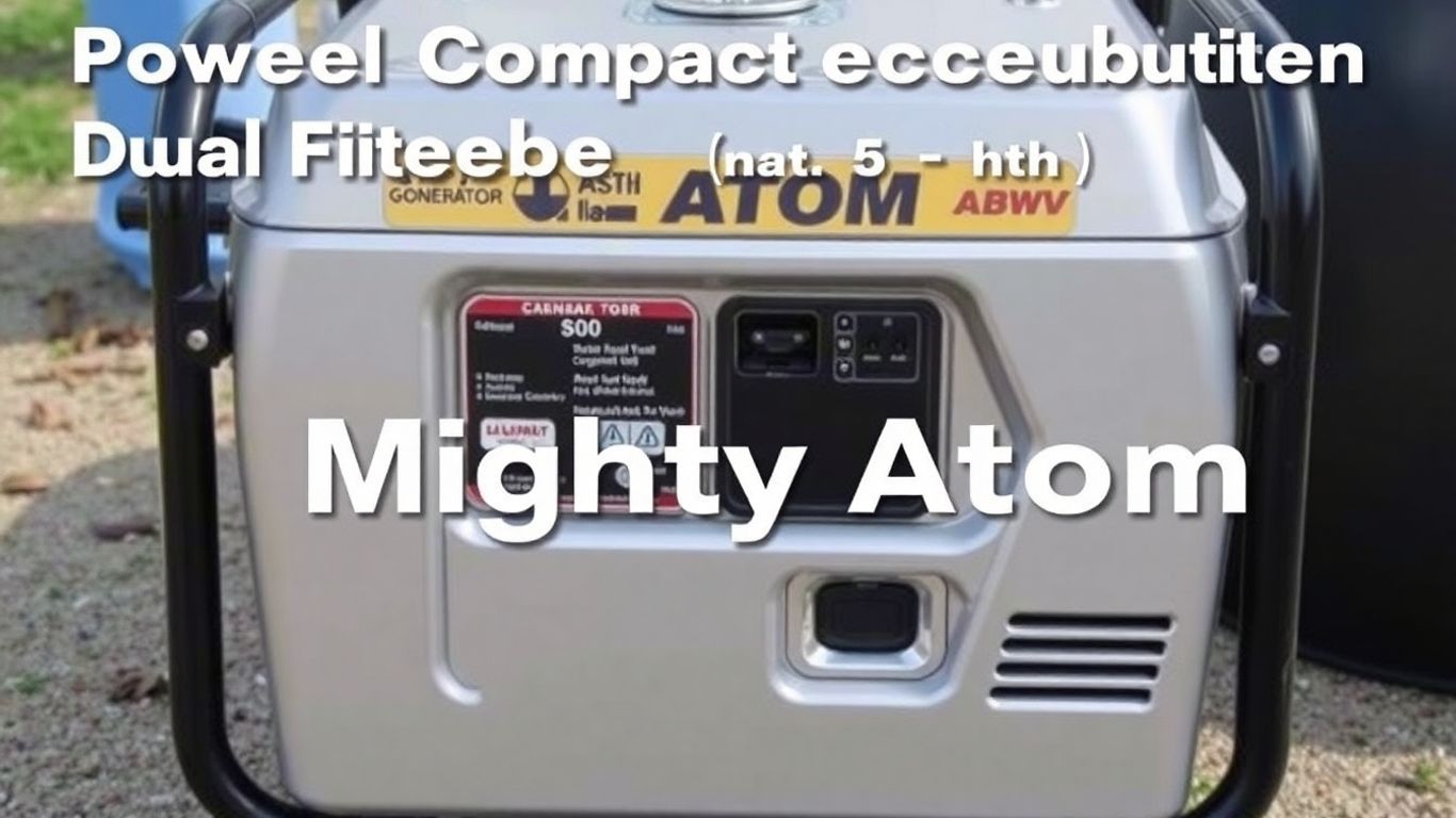 Mighty Atom dual fuel generator outdoors.