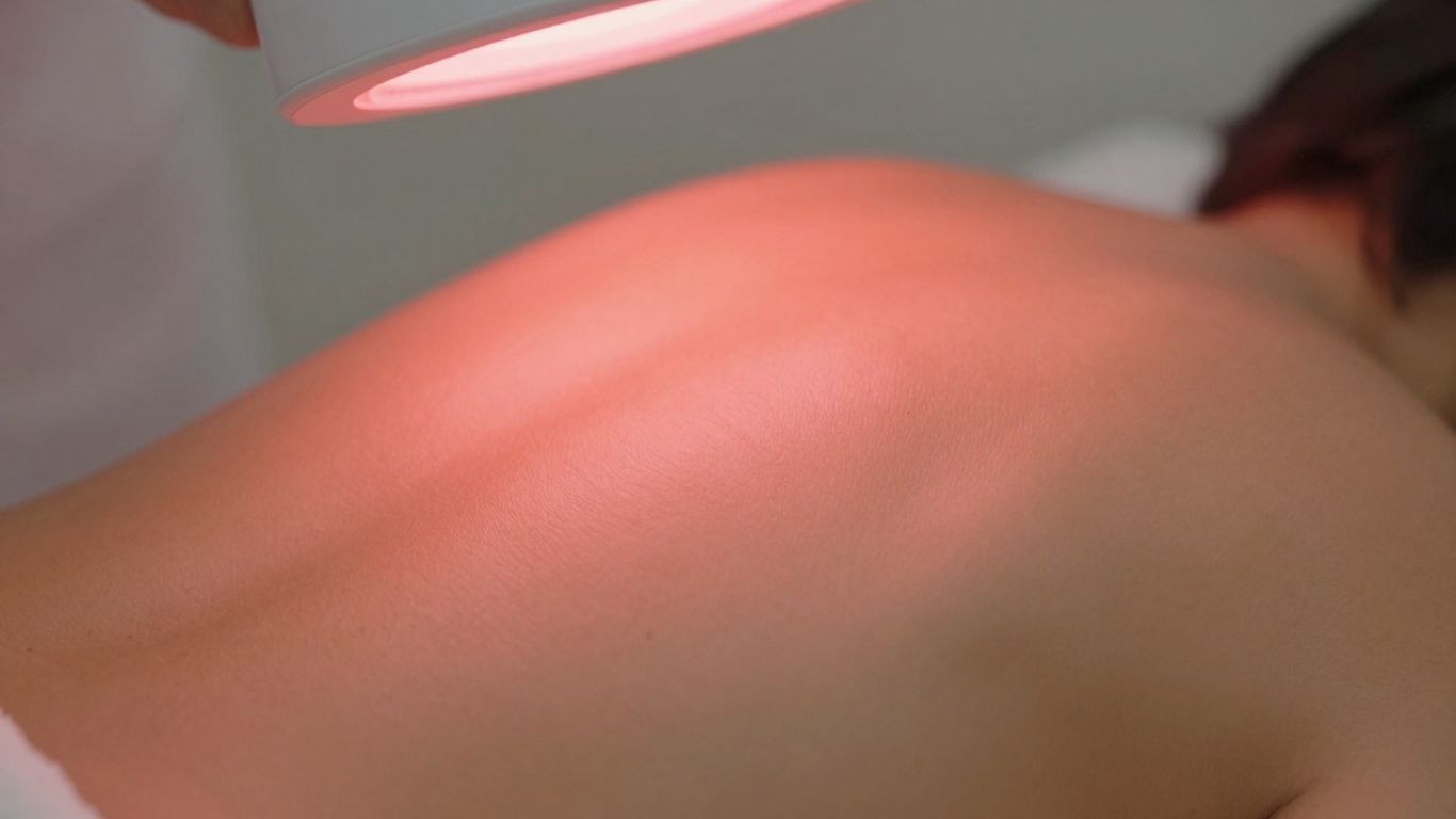 Red light therapy treatment glowing on skin.