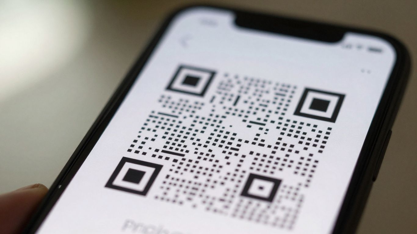 Smartphone displaying a Google review QR code.