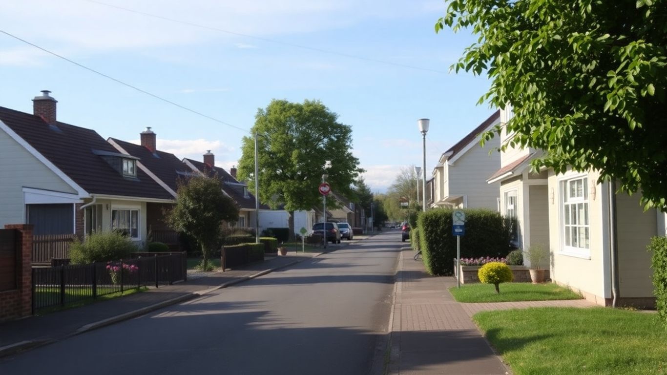 Ruhige Wohnstraße in Kiel Hassee mit Bäumen