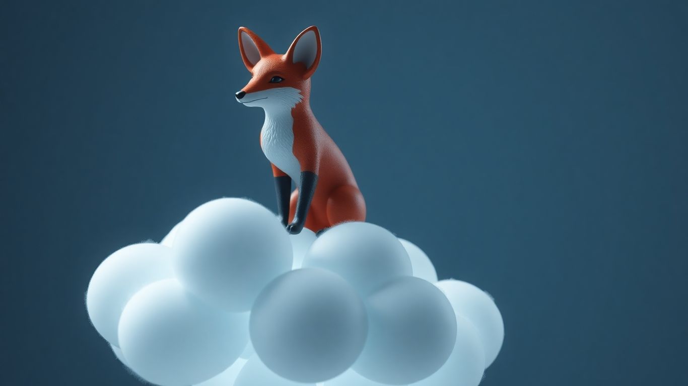 Fox guarding a cloud, symbolizing online security.