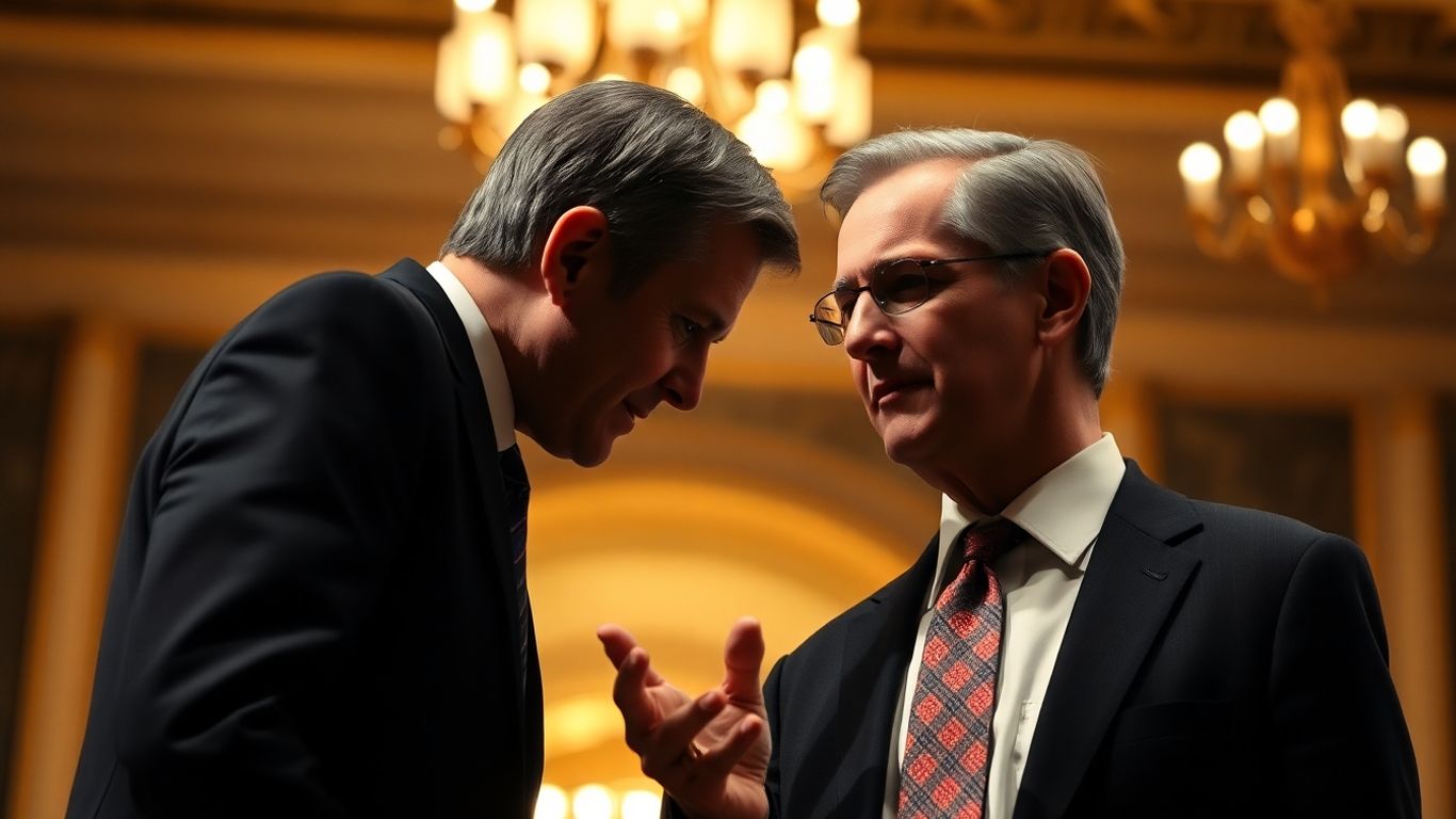 Consilier politic șoptind politicianului la ureche.