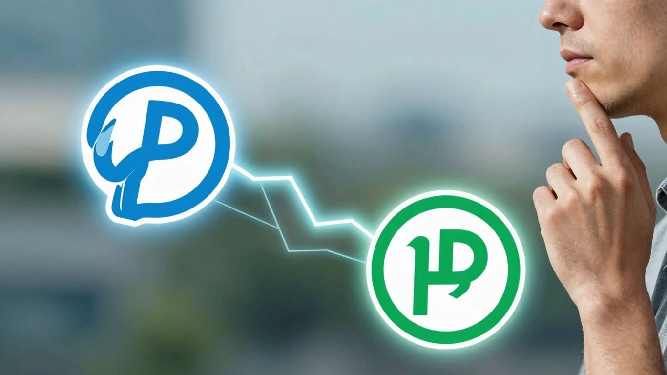 Person Choosing Between Two Power Company Logos.