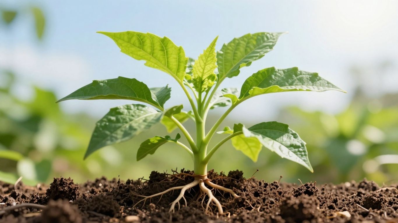 Green plant with strong roots symbolizing website growth
