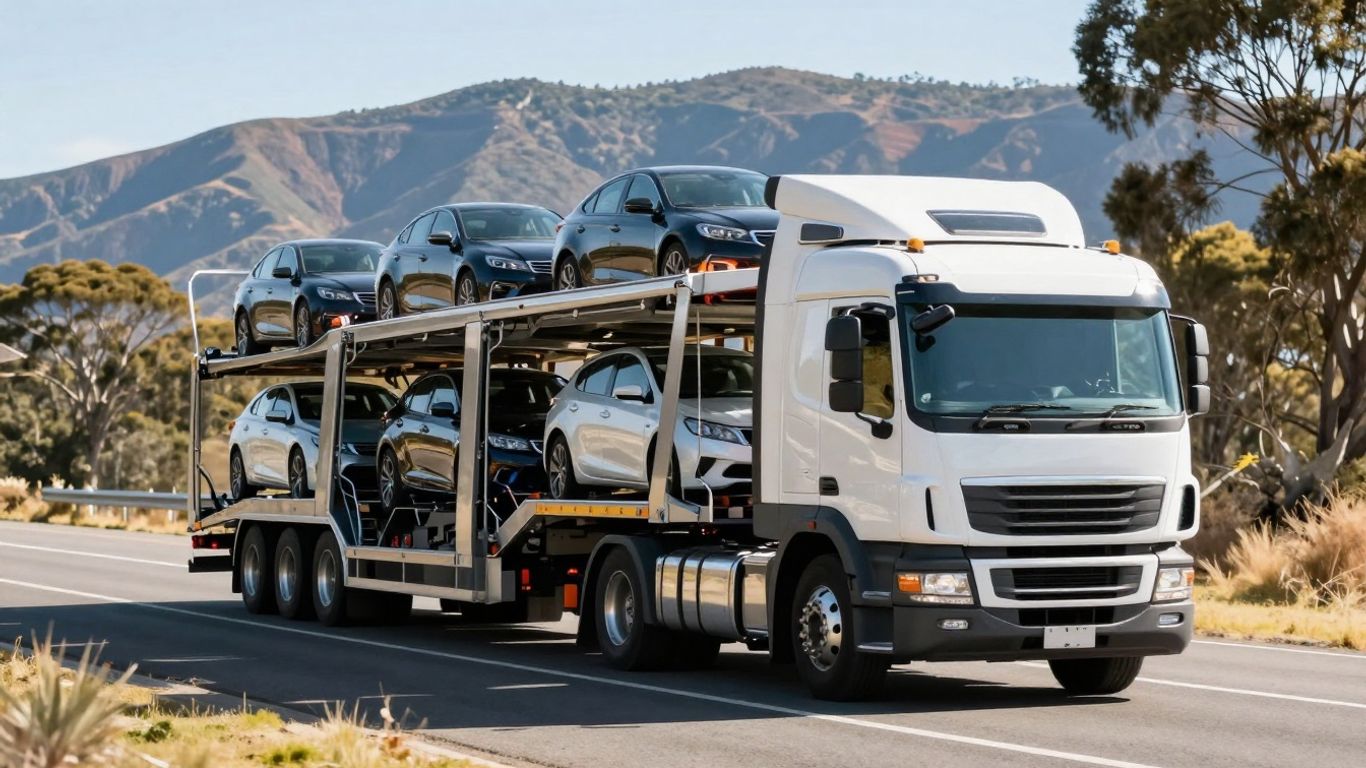 Car carrier truck on Australian highway