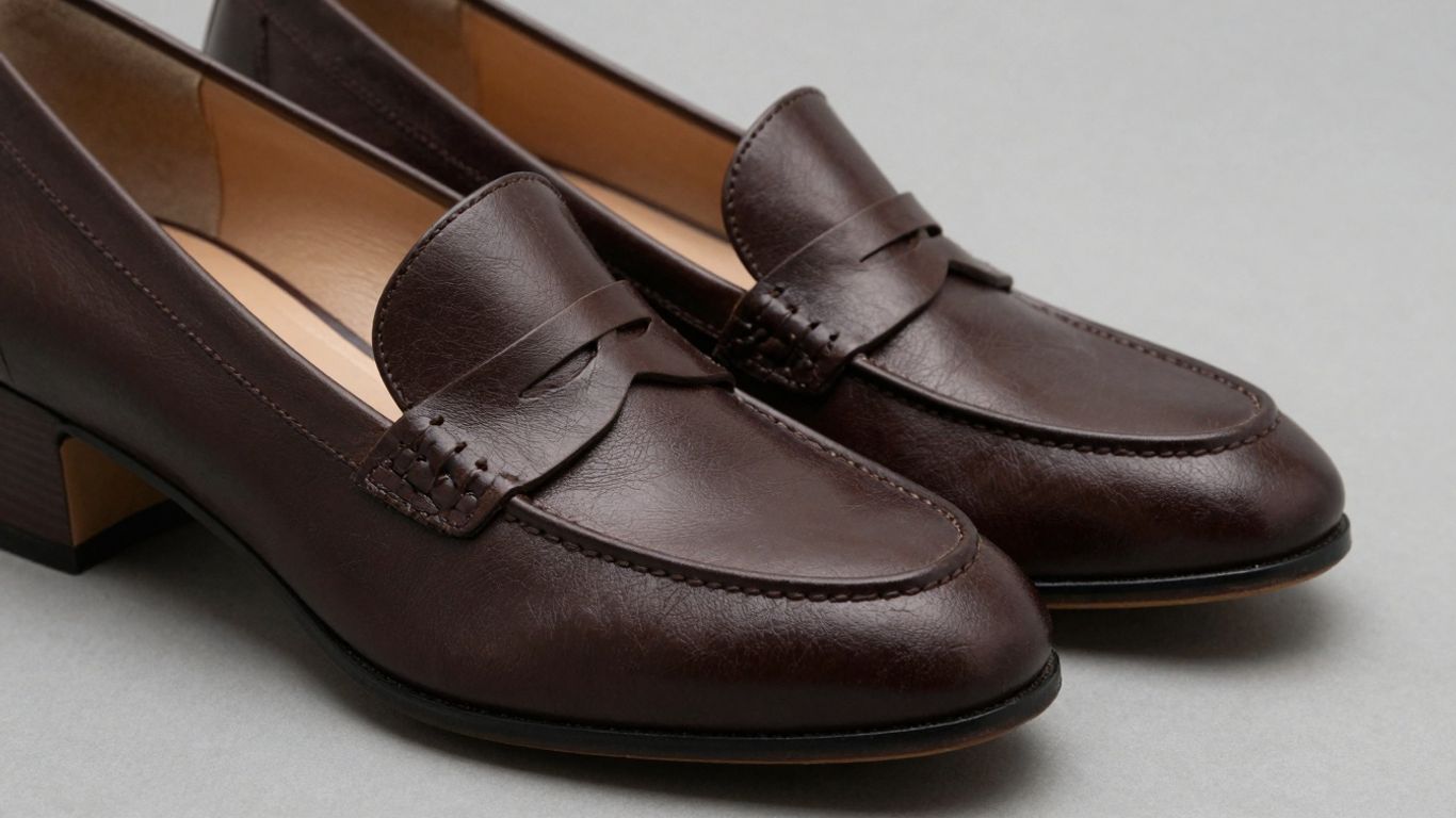 Stylish heeled penny loafers for wide feet.