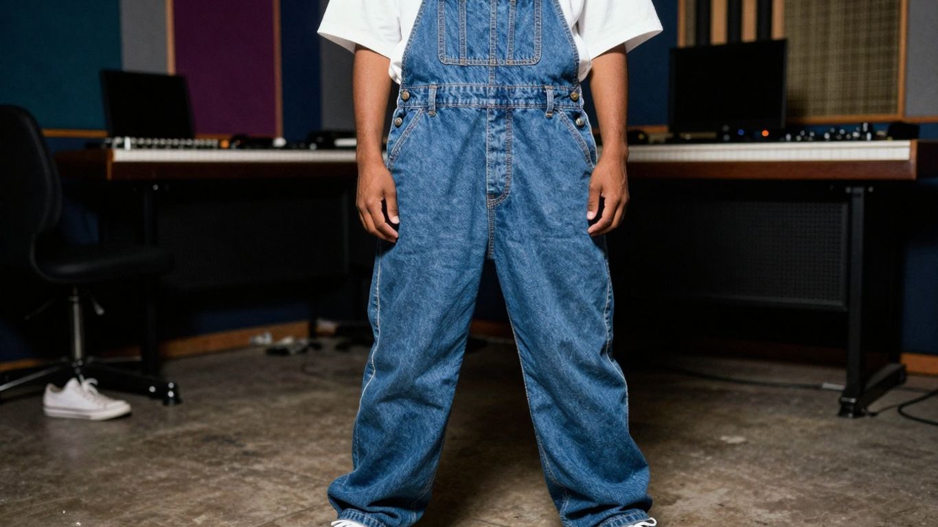 Person in 90s dungarees, hip-hop style.