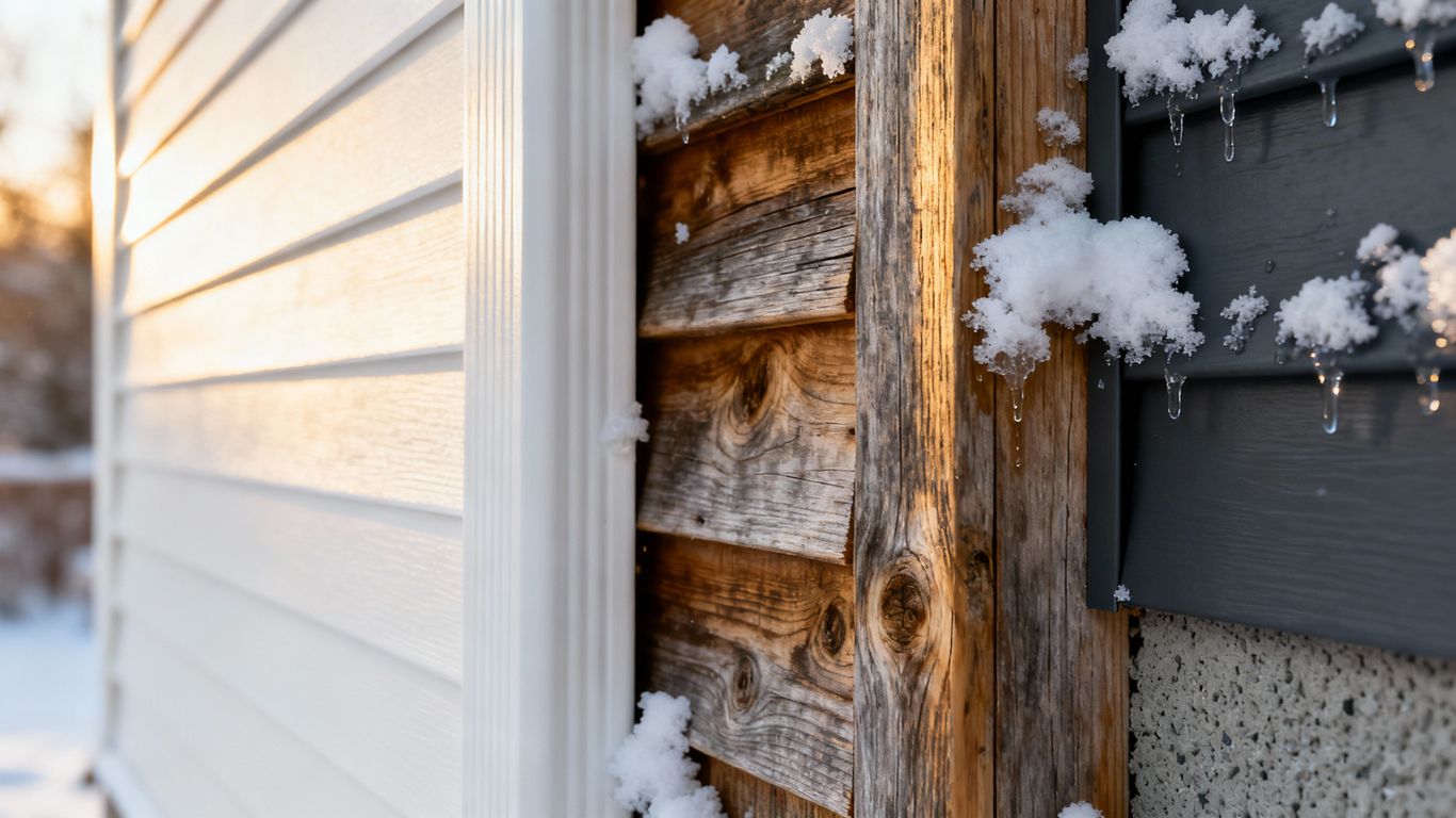 Durable siding materials with a touch of snow.