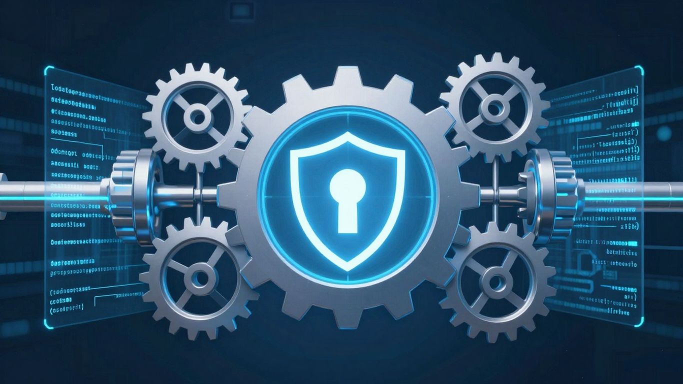 DevSecOps pipeline with integrated security shield and code.