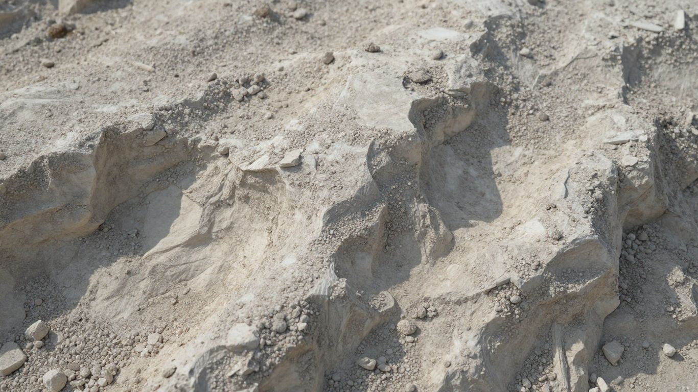 Textura detalhada do solo calcário sob luz natural.