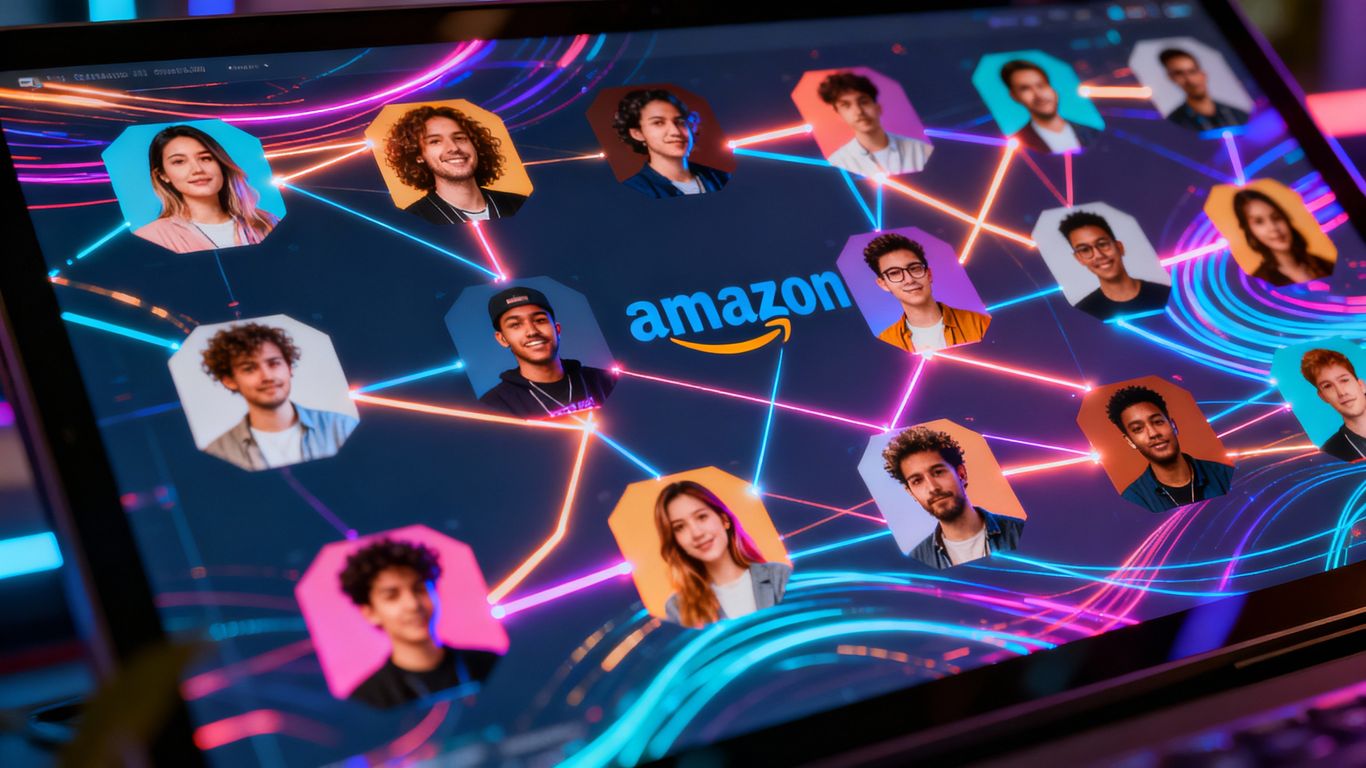 Amazon Creator Connections platform interface with creator profiles.