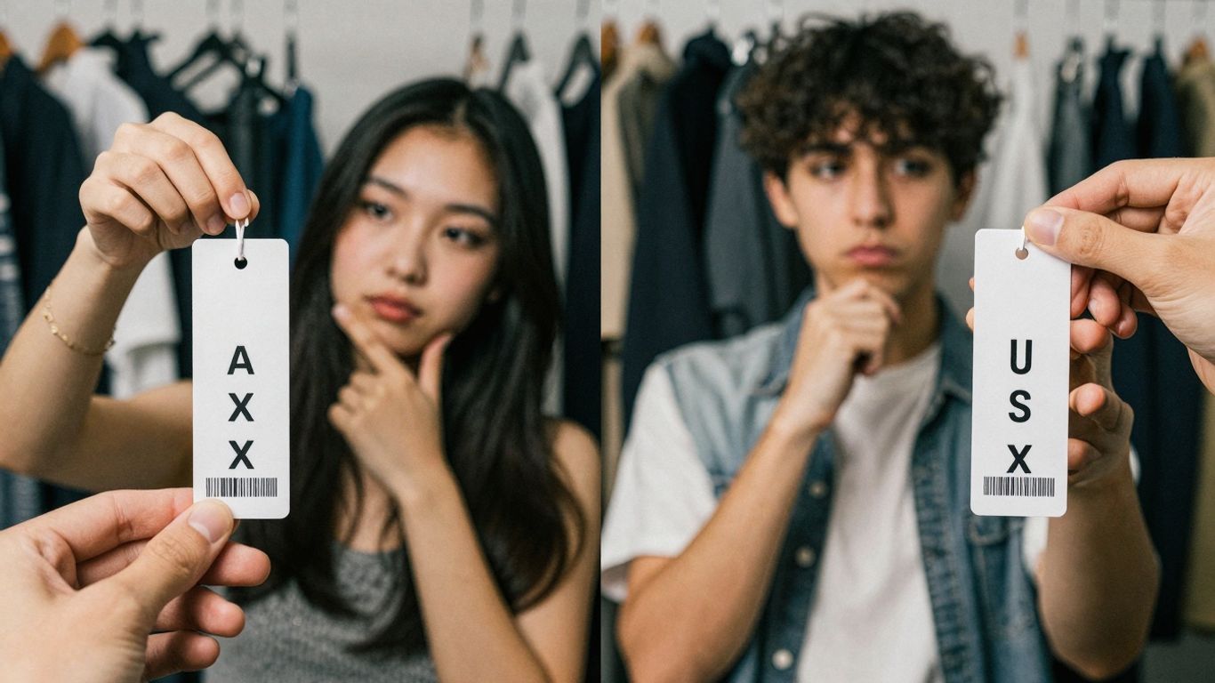 Asian and US clothing size tags