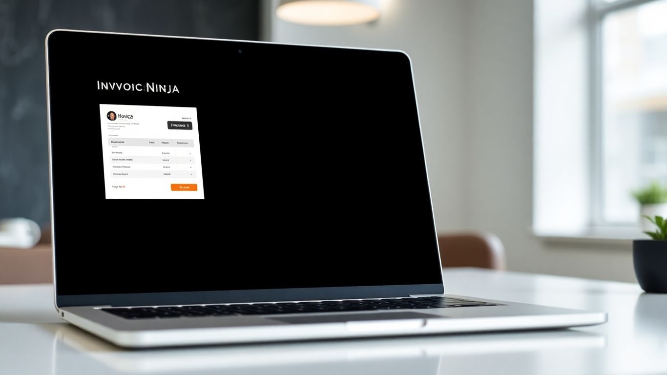 Invoice Ninja software interface on a laptop screen.