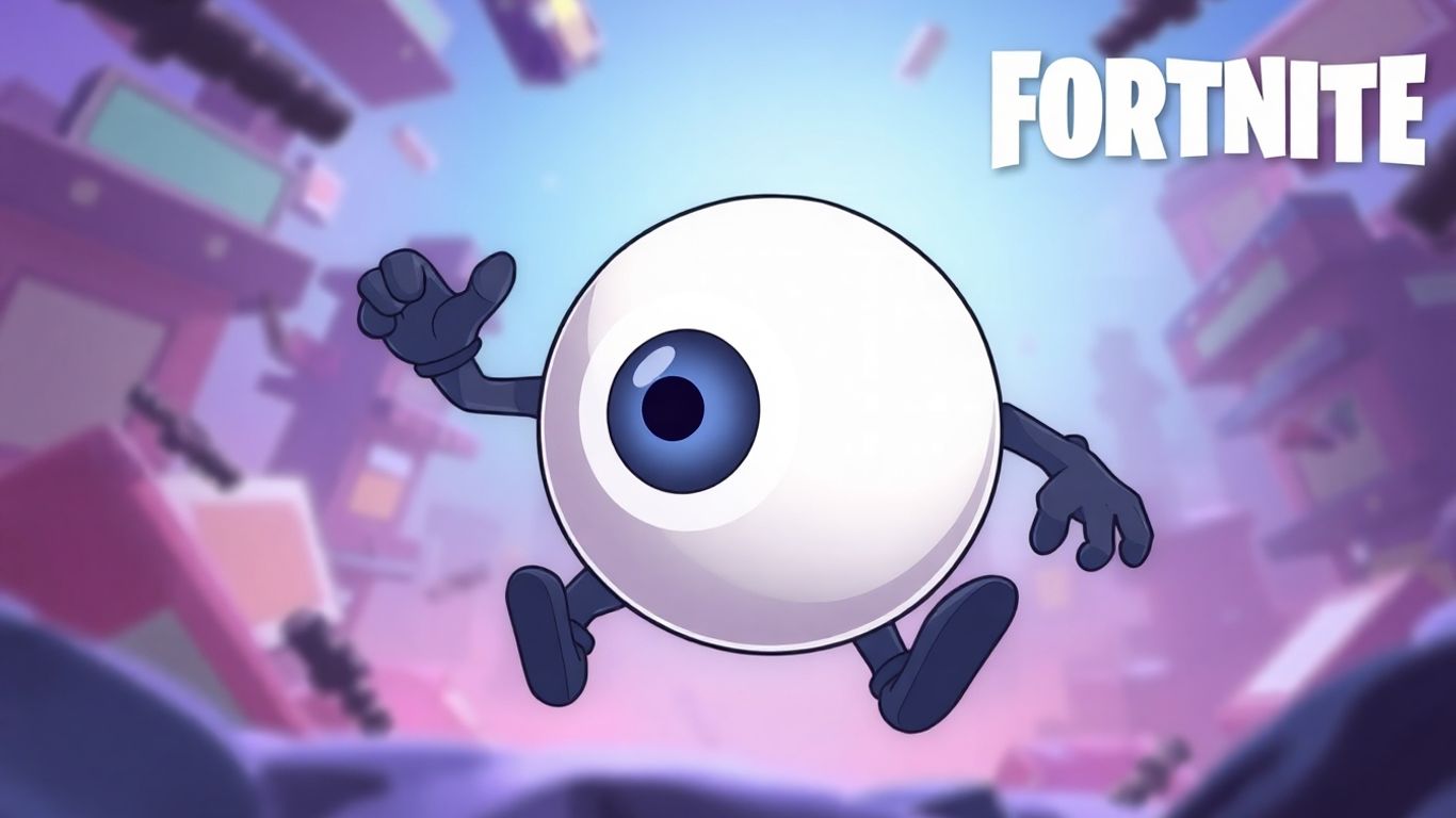 Fortnite 1-Ball skin in a game environment.