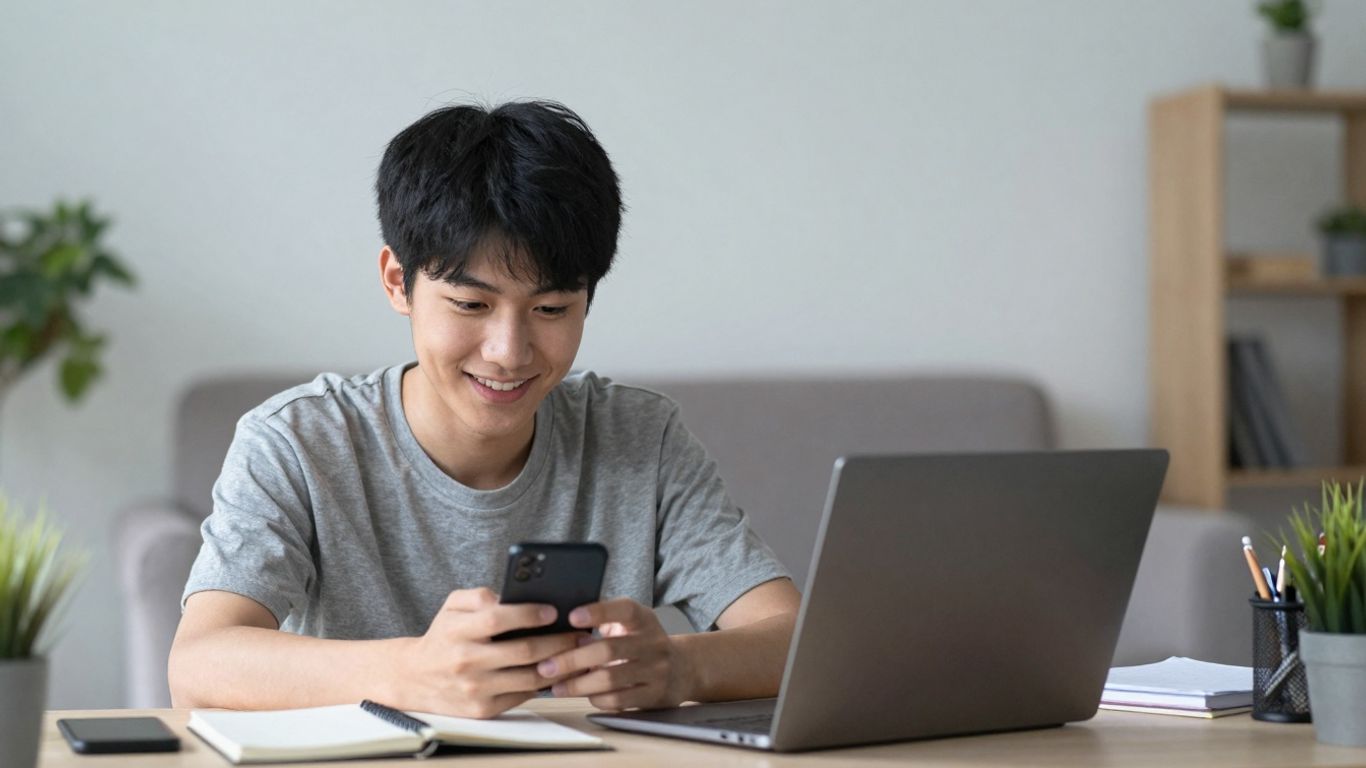 Young person working on social media influencing.