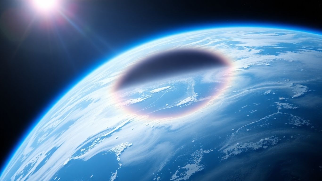 Terre vue de l'espace avec un trou dans la couche d'ozone.