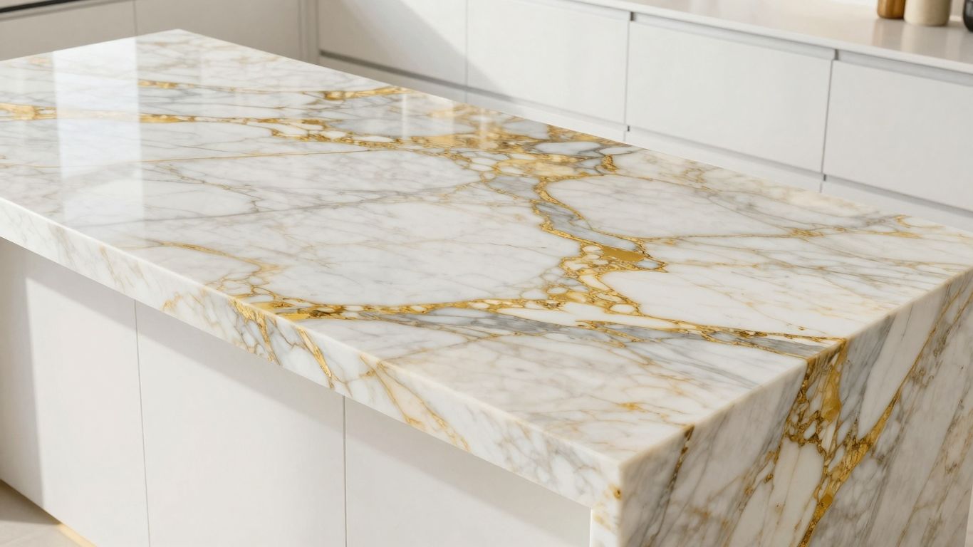 Calacatta Gold marble kitchen island countertop