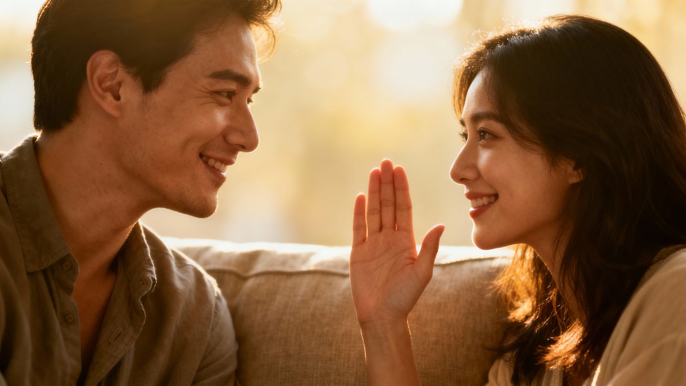 Couple establishing boundaries in a relationship.