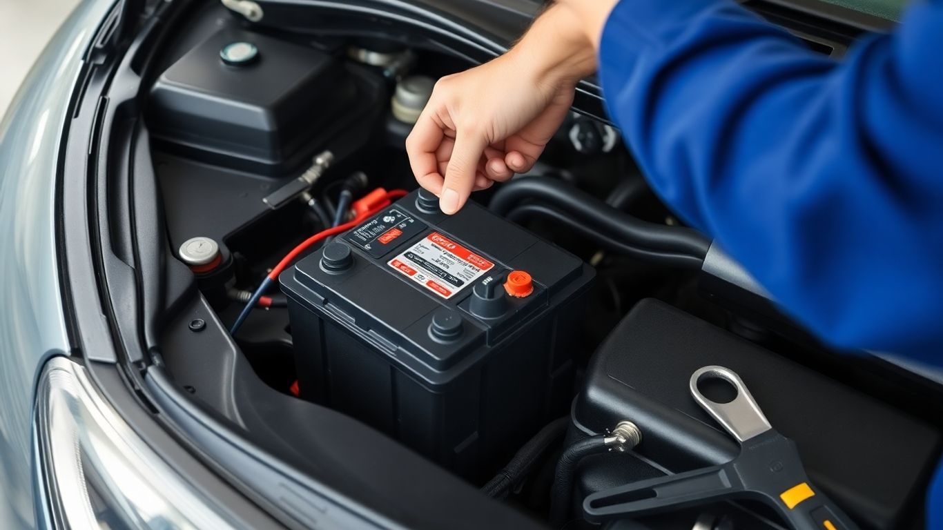 Chrysler battery replacement in progress