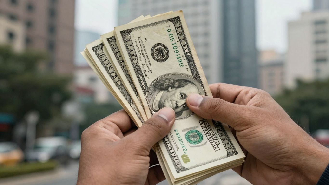 Financial district with money and bonds.