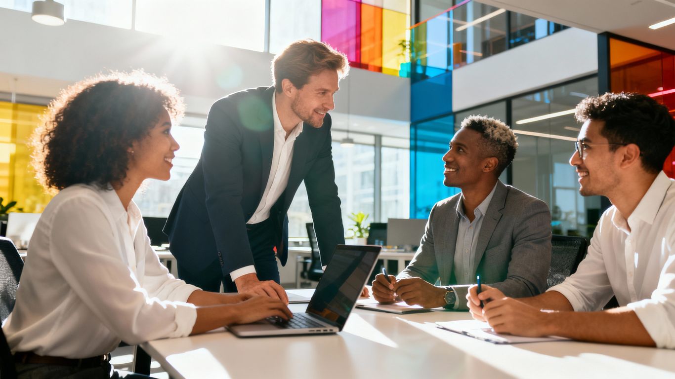 Business people collaborating in a modern office.