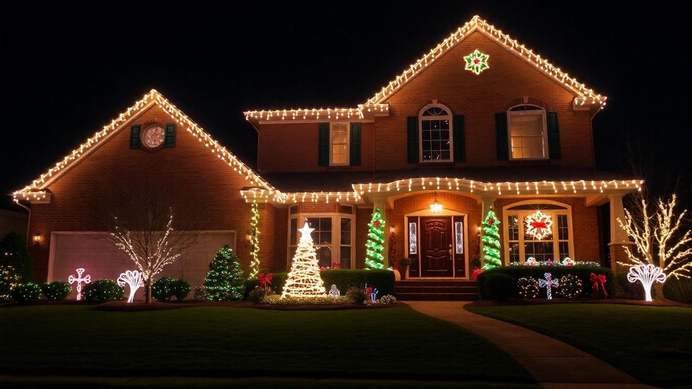Dardenne Prairie home decorated with professional Christmas lights.