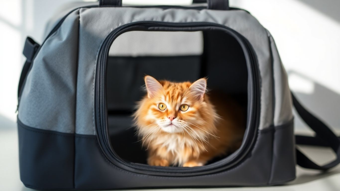 Cat in a portable pet box