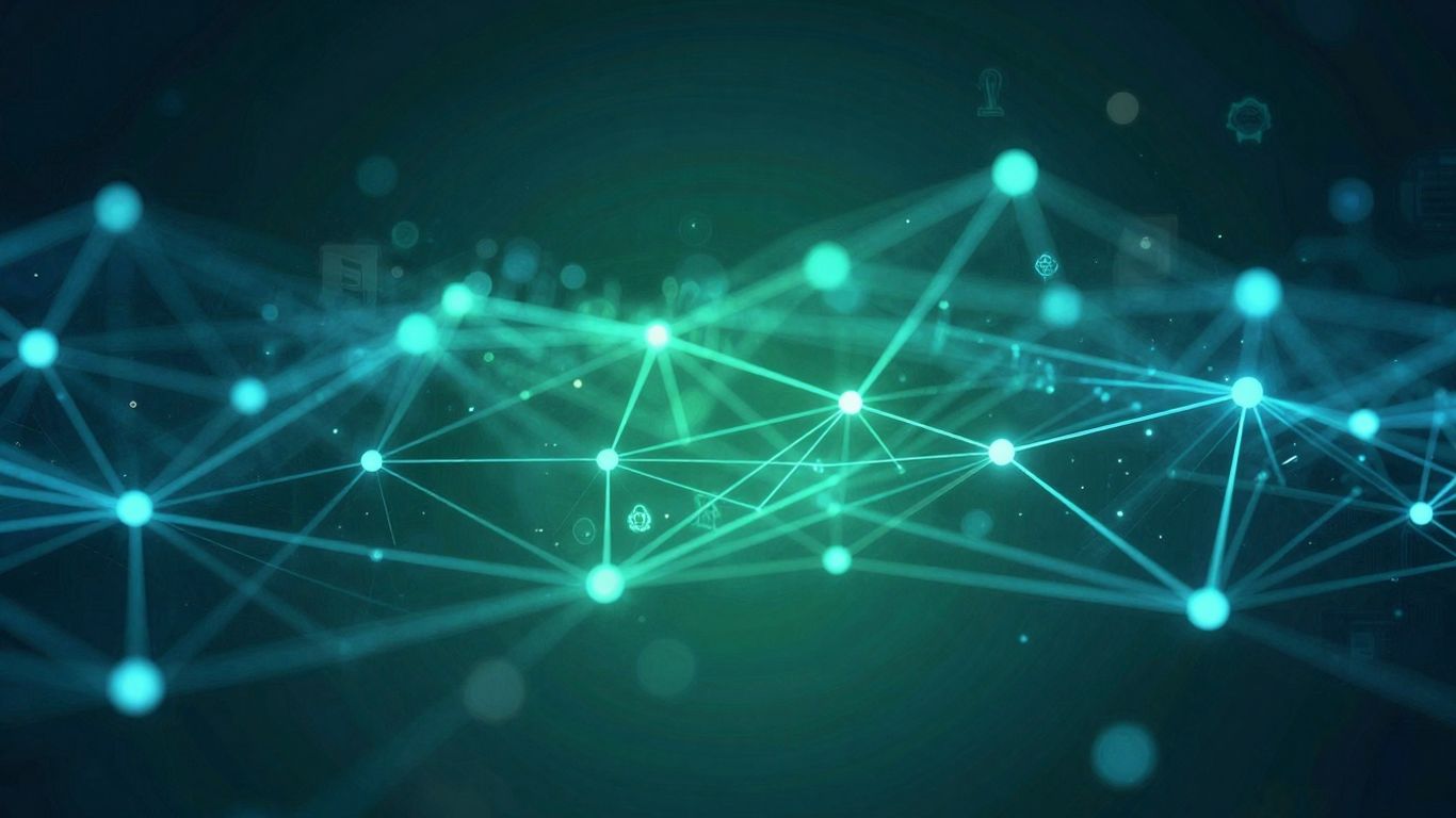 Abstract digital network for data privacy compliance.