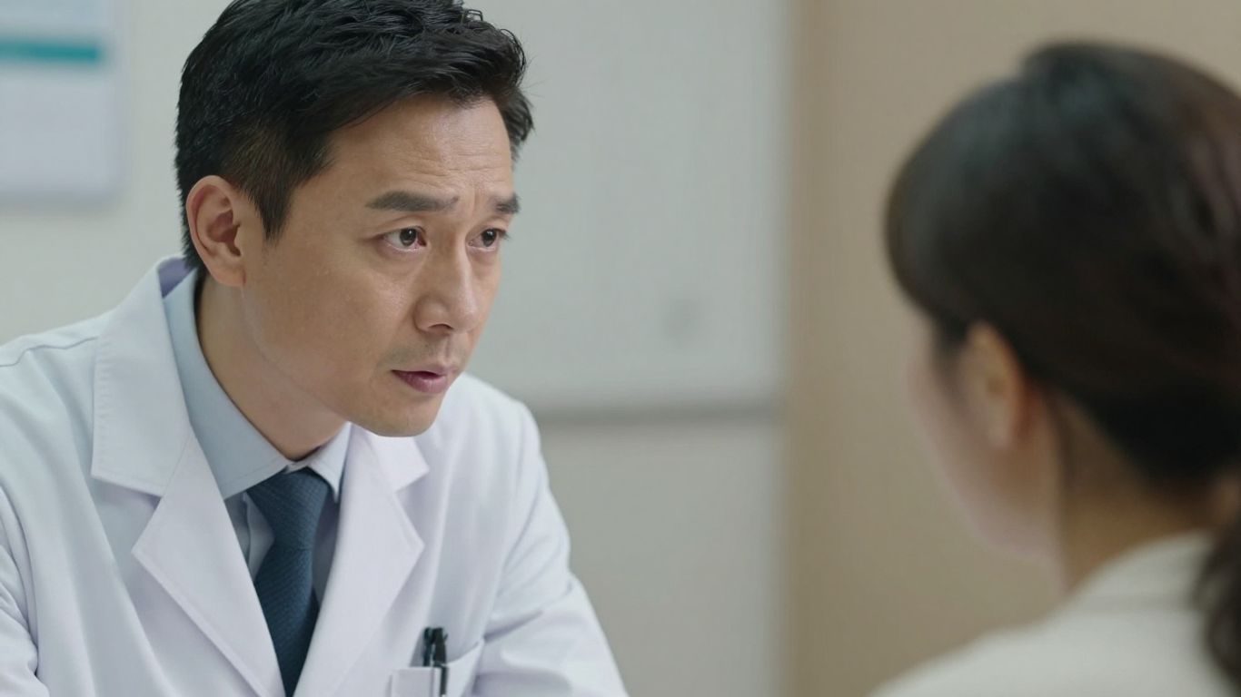 Doctor consultând un pacient în cabinet medical.