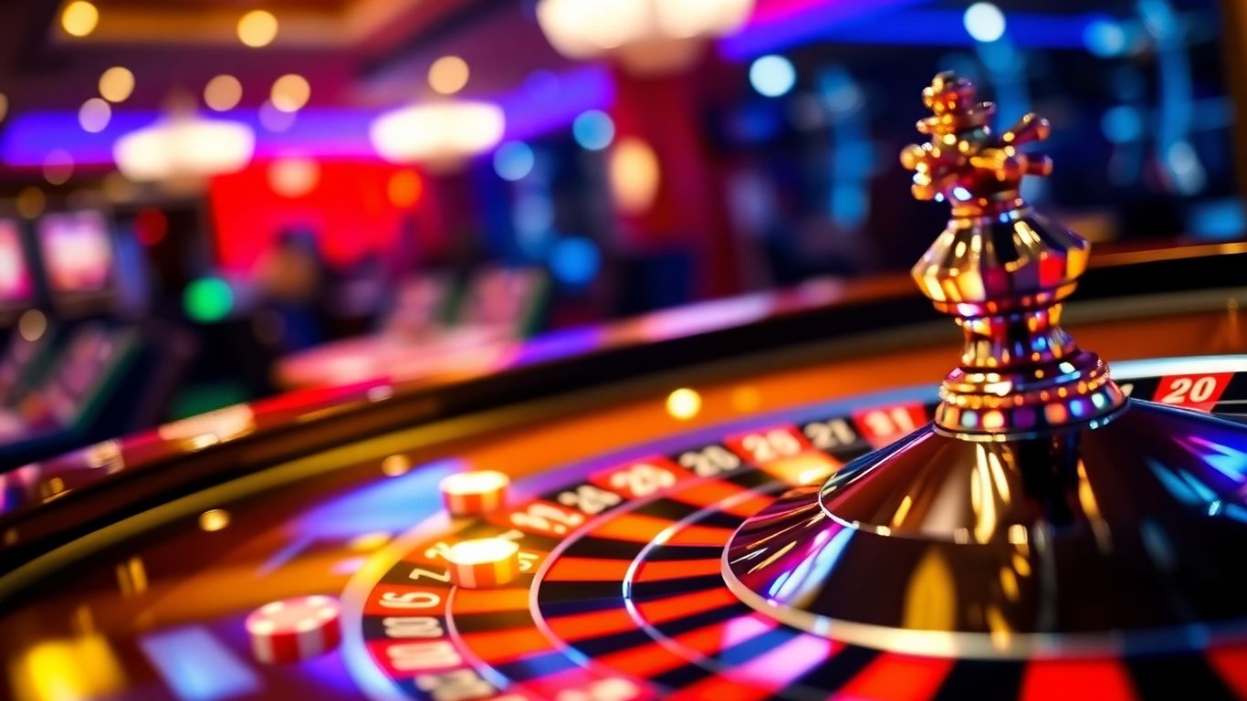 Ignition online casino game with chips and roulette wheel.