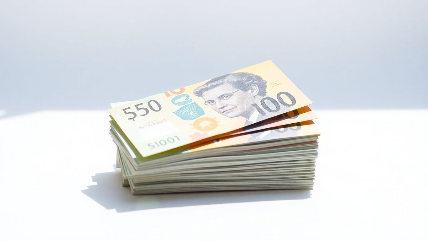 Australian dollars stacked, indicating income after tax.