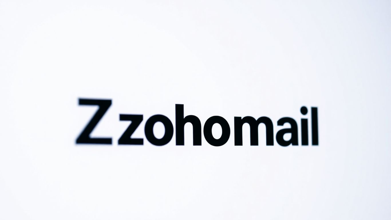 Zoho Mail logo on a digital background
