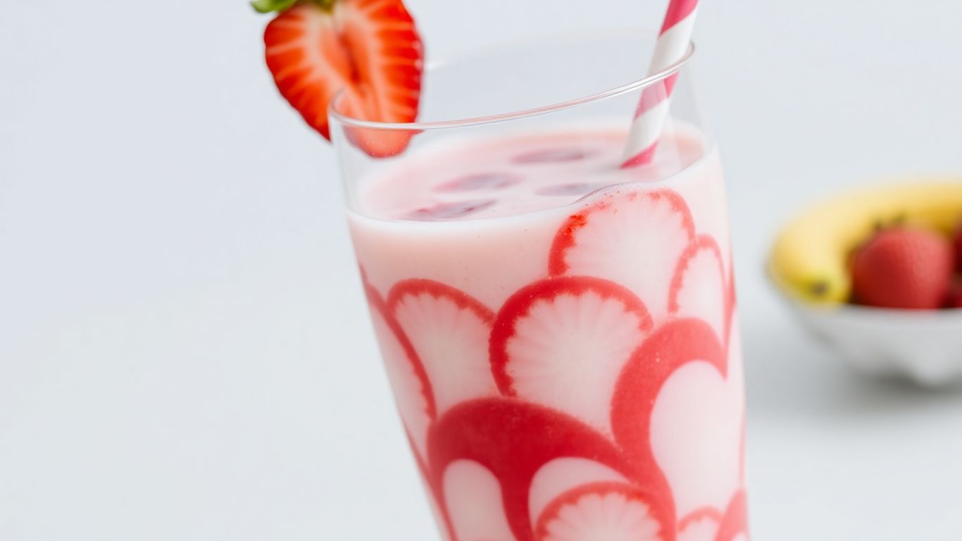 Costco strawberry banana smoothie in a clear glass